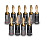 ZENIQ Banana Plugs 10 Pcs - Gold Plated, Dual-Screw Type for Speakers, AVR, Home Theater